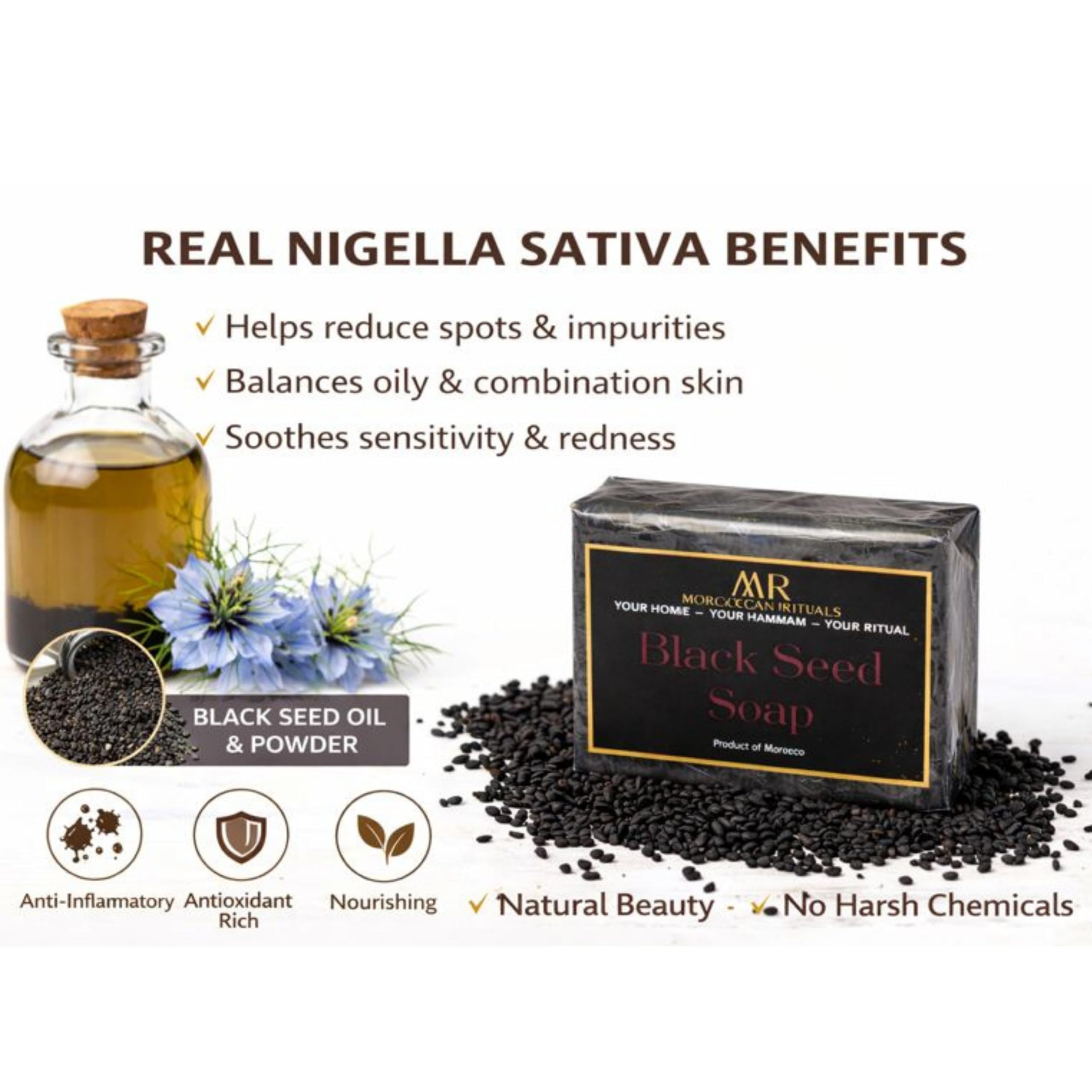 Traditional Moroccan Soap Bar with Black Seed - 100g