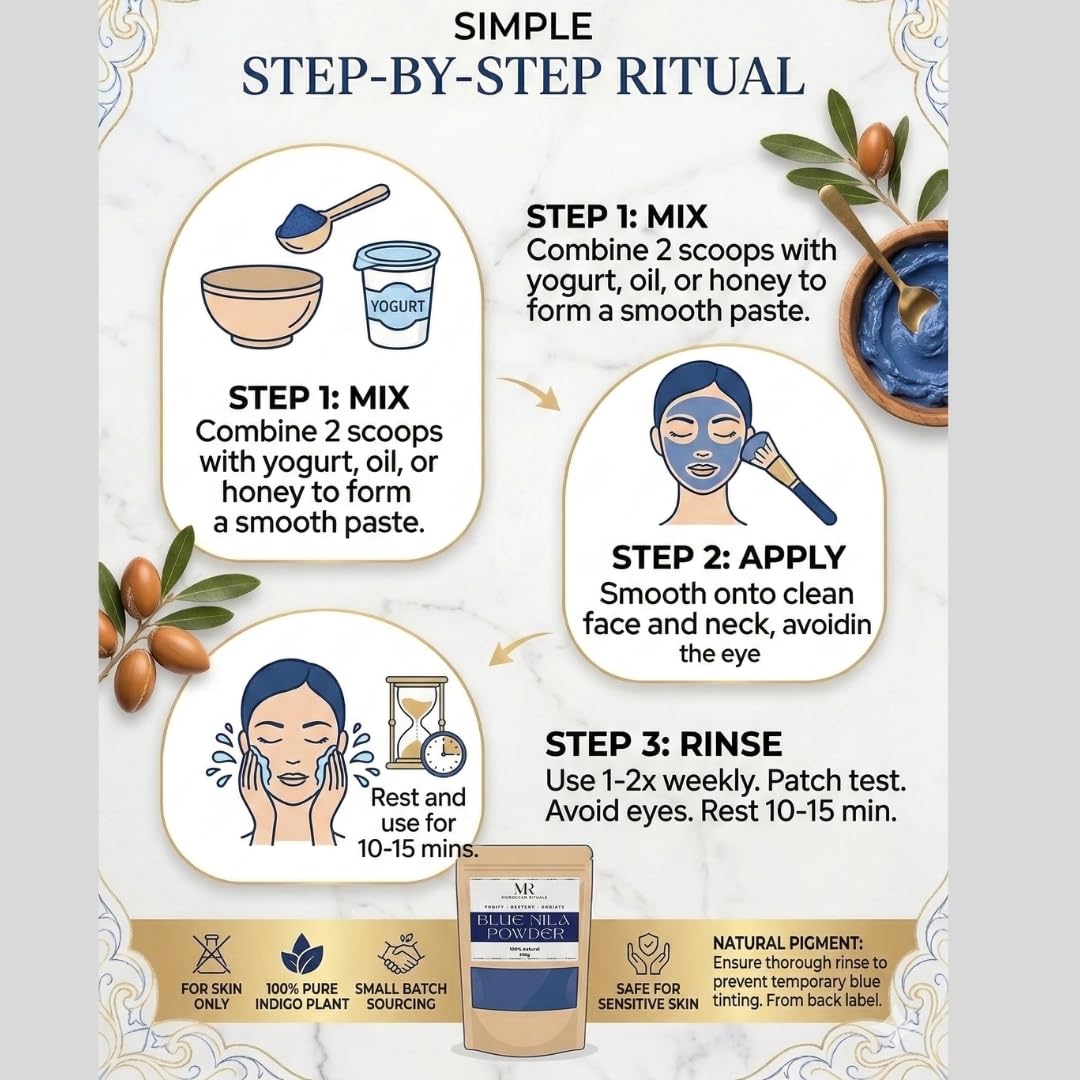 Traditional Moroccan Blue Nila Powder - 100g
