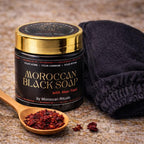 Traditional Beldi Black Soap with Red Aker Fassi - 200g