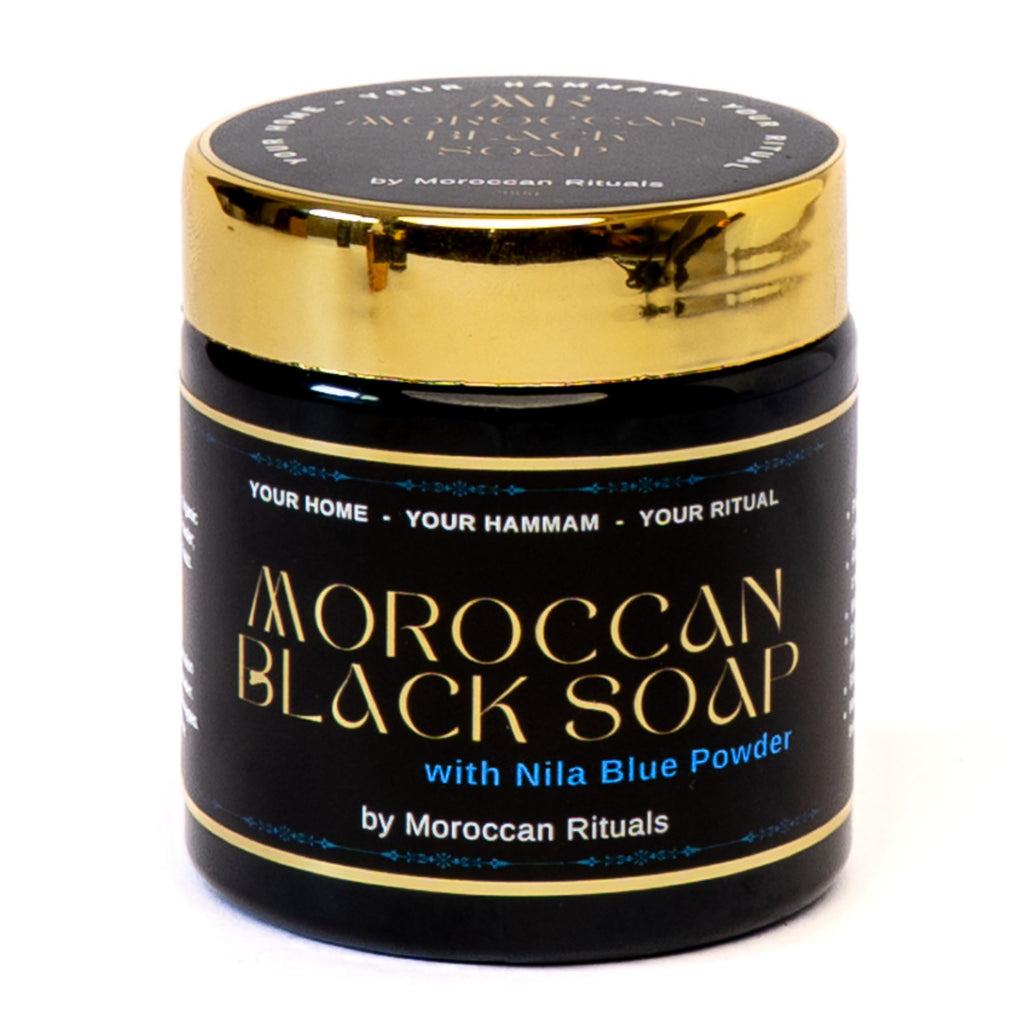 The Moroccan Hammam Ritual: 6-Piece Blue Nila Black Soap Spa Set