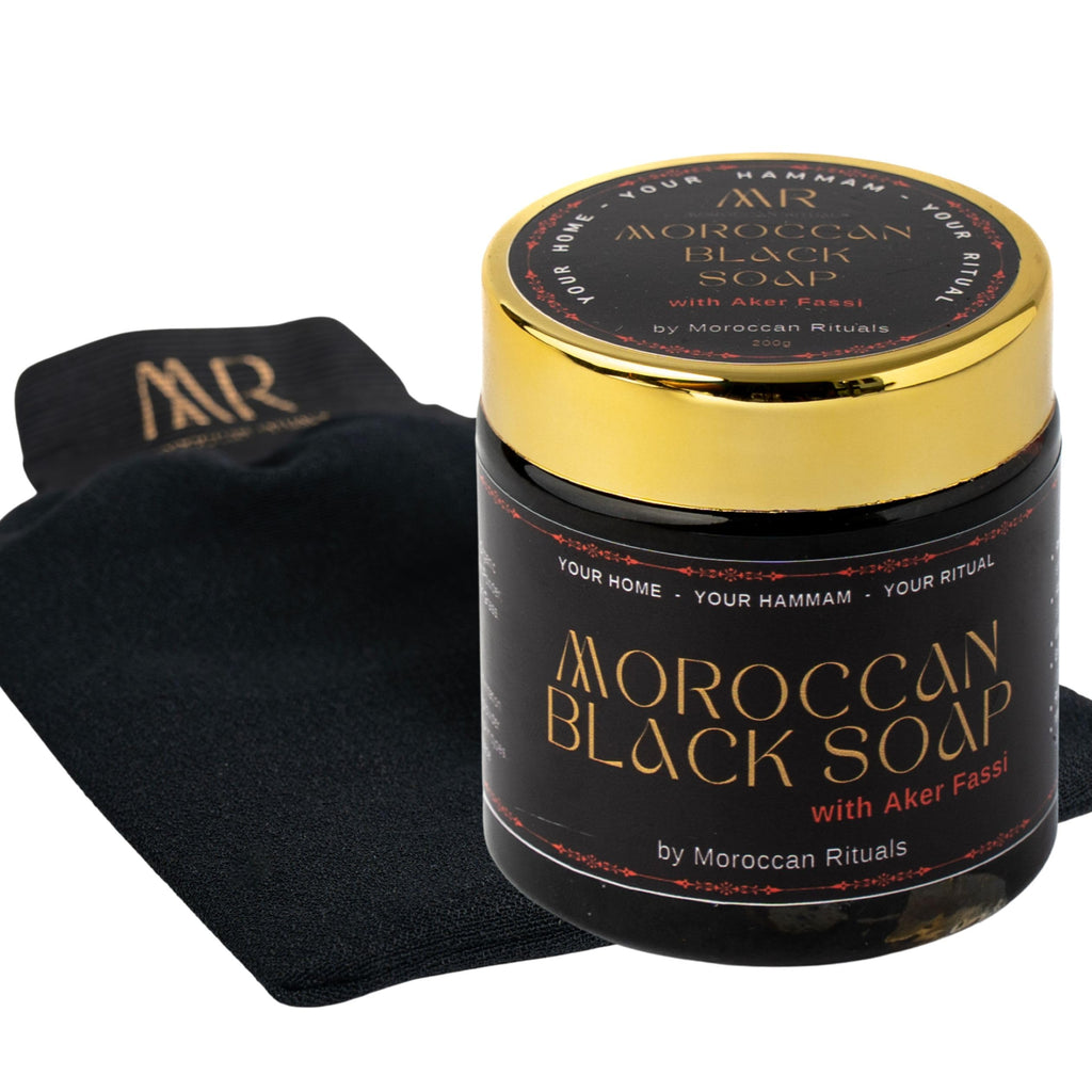 The Moroccan Hammam Ritual: 6-Piece Aker Fassi Black Soap Spa Set