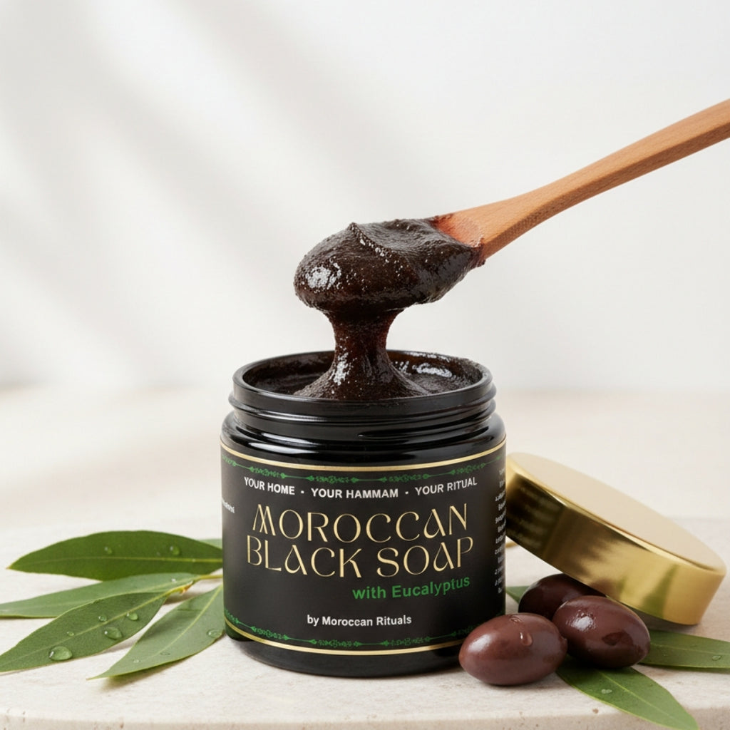 The Moroccan Hammam Ritual: 6-Piece Eucalyptus Black Soap Spa Set