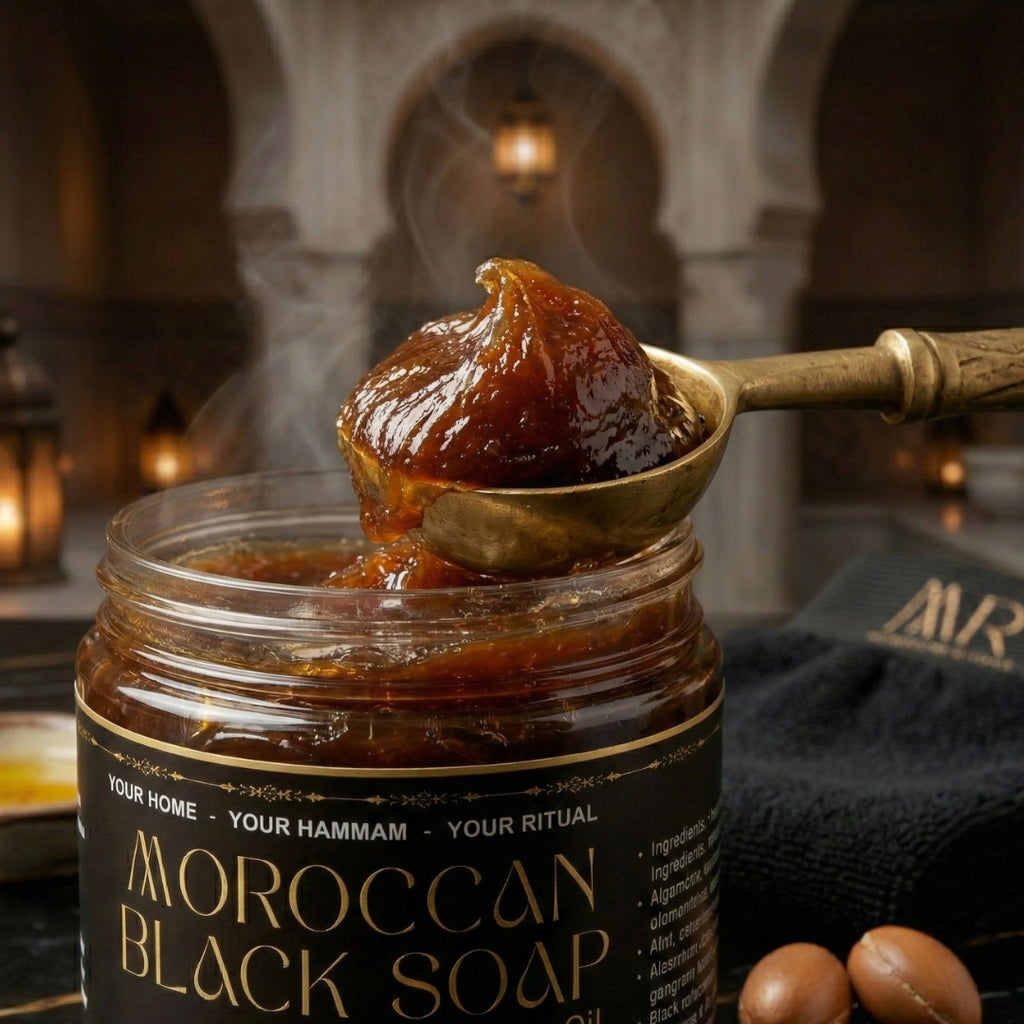 The Nourishing Exfoliation Duo: Argan Black Soap & Kessa Glove