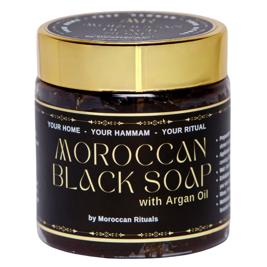 The Moroccan Hammam Ritual: 6-Piece Argan Black Soap Spa Set