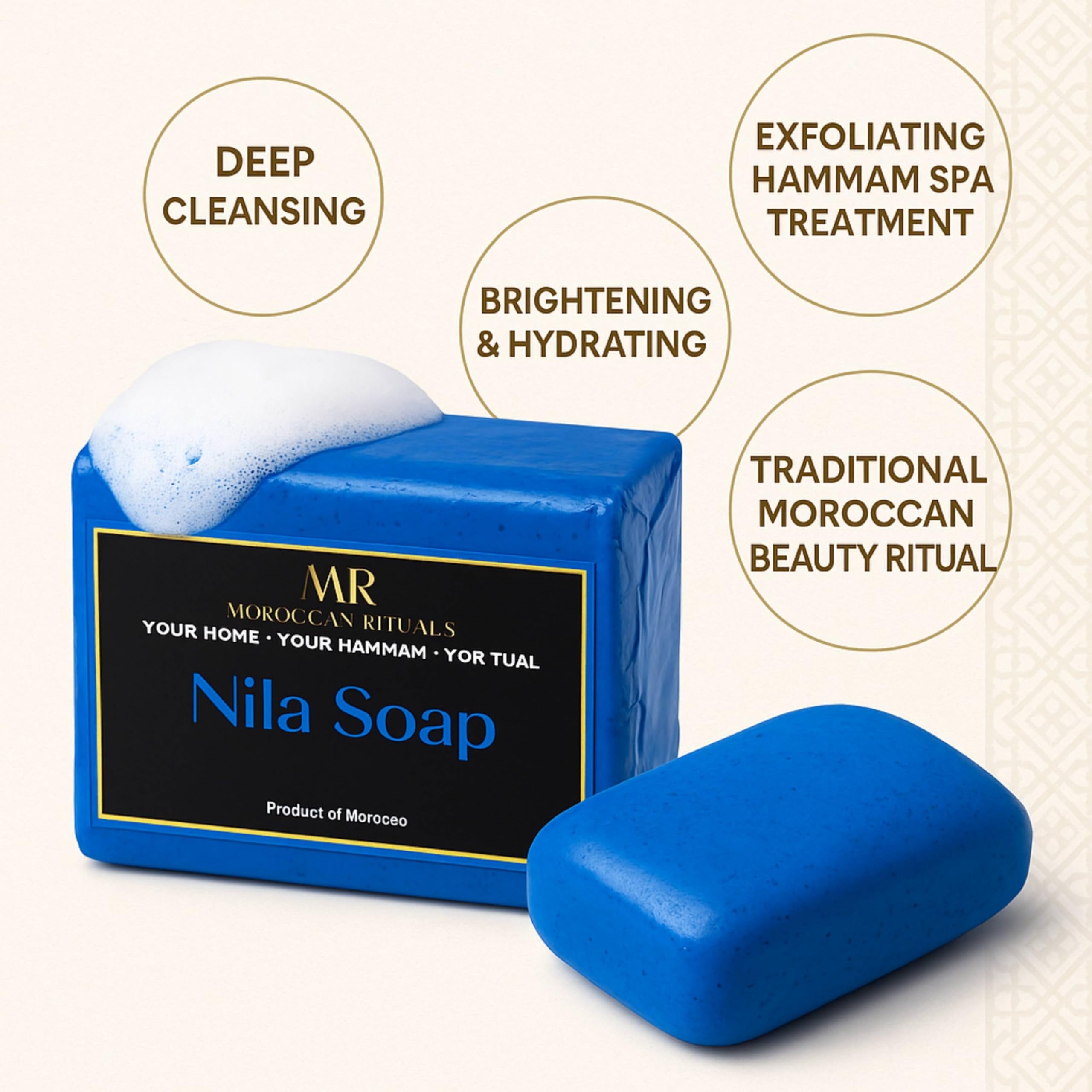 Traditional Moroccan Soap Bar with Blue Nila - 100g