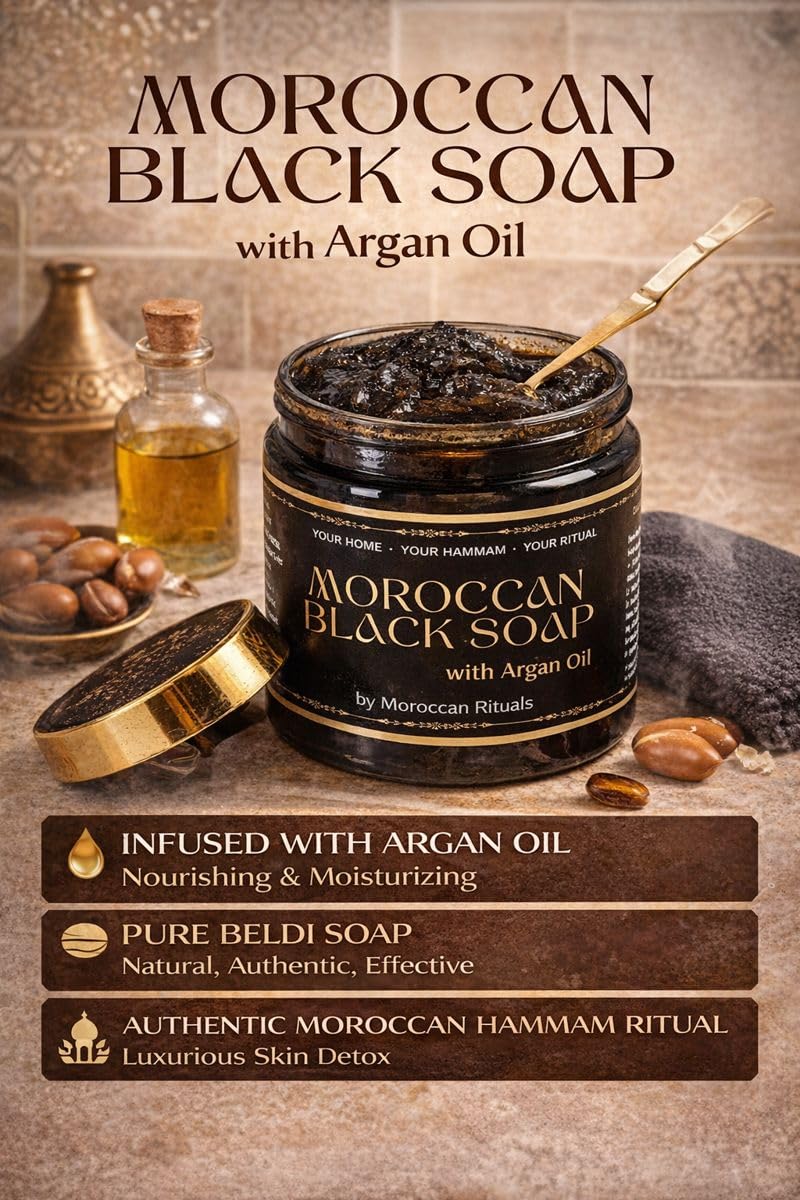 Traditional Beldi Black Soap with Argan Oil - 200g