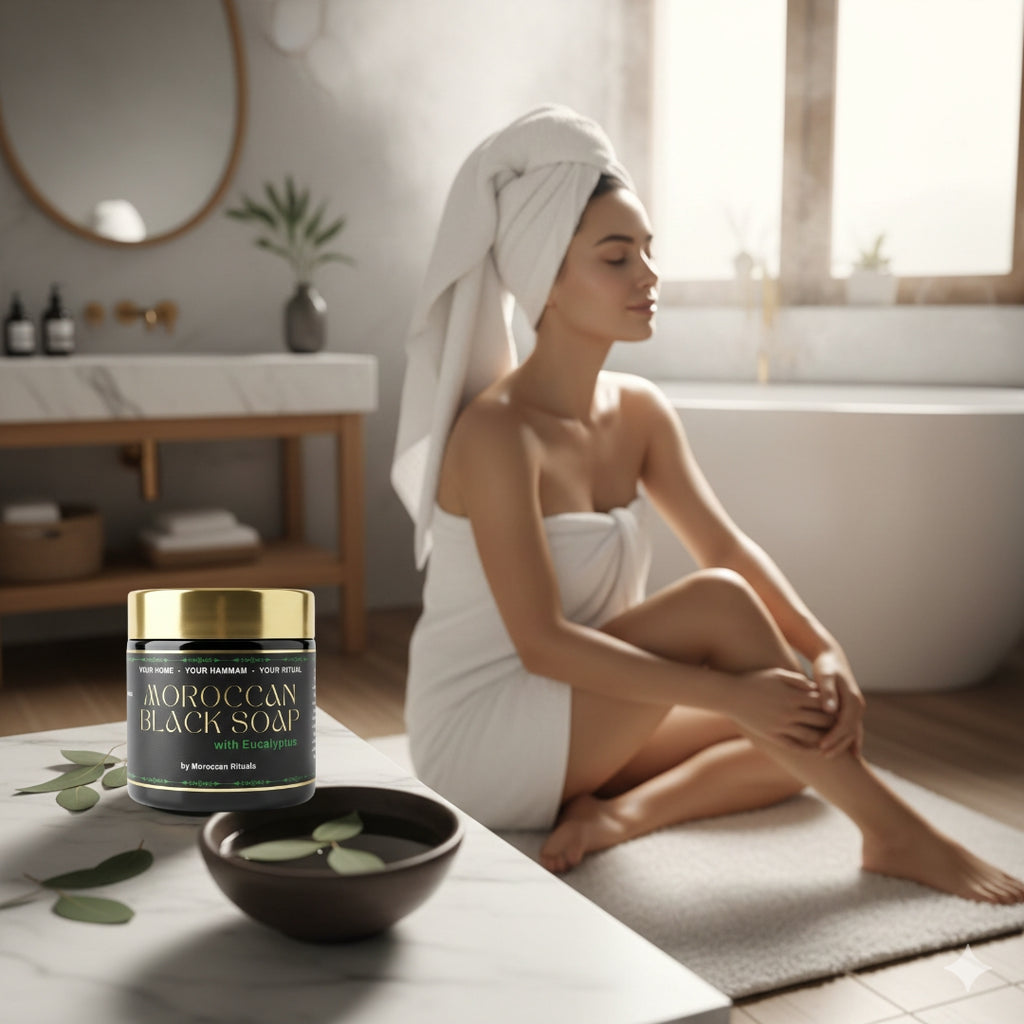 The Moroccan Hammam Ritual: 6-Piece Eucalyptus Black Soap Spa Set
