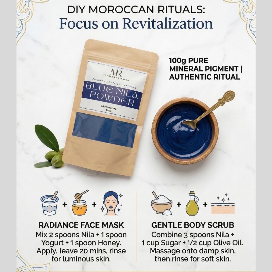 Traditional Moroccan Blue Nila Powder - 100g