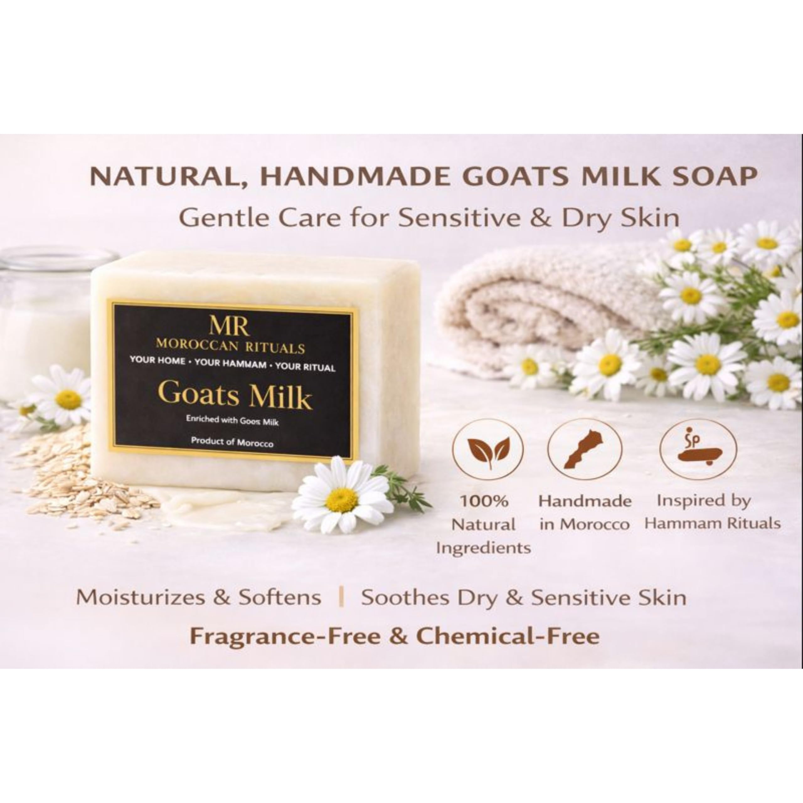 Traditional Moroccan Soap Bar with Goat's Milk - 100g