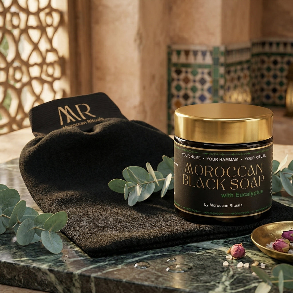 The Purifying Exfoliation Duo: Eucalyptus Black Soap & Kessa Glove