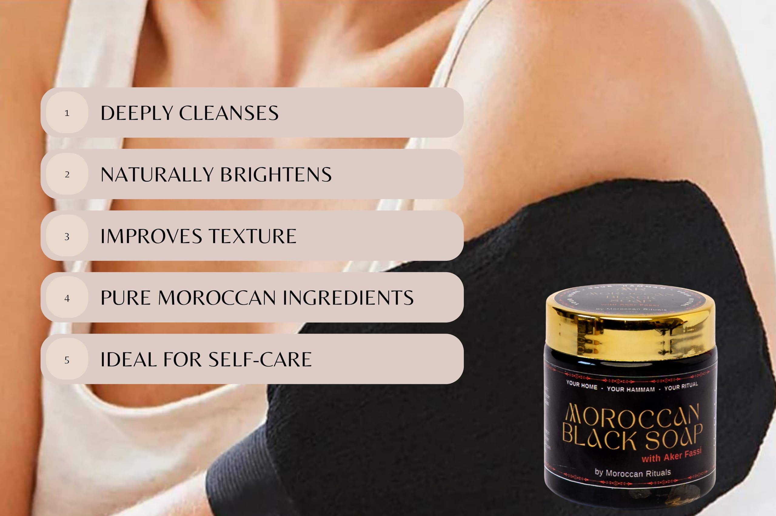 The Moroccan Hammam Ritual: 6-Piece Aker Fassi Black Soap Spa Set