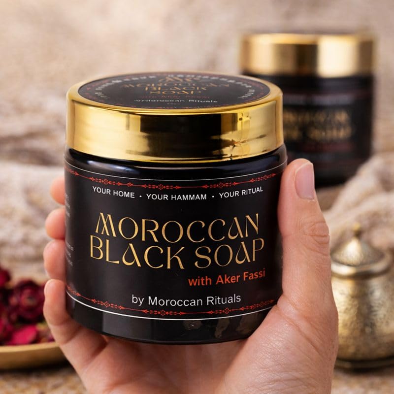 Traditional Beldi Black Soap with Red Aker Fassi - 200g